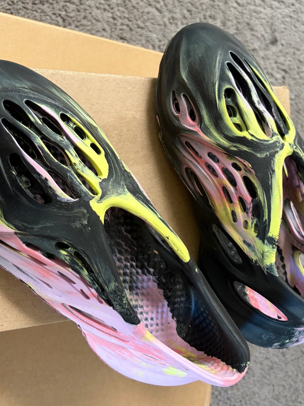 Yeezy Foam Runners in Black, Yellow, Pink